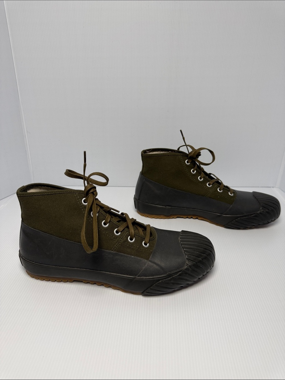 MOONSTAR Fine Vulcanized Alweather High-Top Canvas Rubber Sneaker Boots Green 41